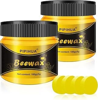 Beeswax Polish and Conditioner for Wood Furniture - Waterproof & Restorer Wood Wax, Multipurpose Beeswax Furniture Polish and Cleaner for All Types and Colours(2×100g with 4 Sponges)