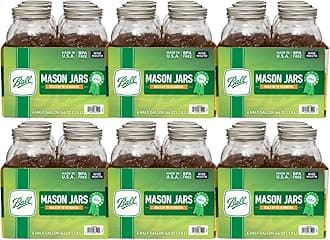 Wide Mouth Glass Mason Jars with Lids and Bands, Used for Canning, Pickling, Juice, Jam, Jelly, Half Gallon Size 64 Ounce (Pack of 36)