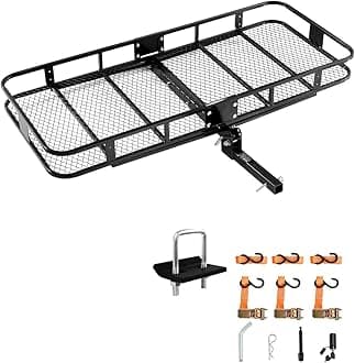 VEVOR 70" x 30" x 6", Hitch Cargo Carrier, 500 lbs Capacity with Nighttime Reflective Reminder, Folding Hitch Mount Cargo Carrier Basket with Hitch Lock for 2" Receiver, Fit for SUVs
