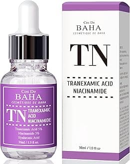 Cos De BAHA Tranexamic Acid 5% Serum with Niacinamide 5% for Face/Neck - Helps to Reduce the Look of Hyper-Pigmentation, Discoloration, Dark Spots, Remover Melasma, 1 Fl Oz