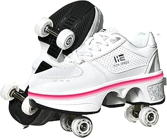 KOFUBOKELED Women Deformation Roller Skate Shoes ，Men Double-Row Walking Shoes with Invisible Wheels