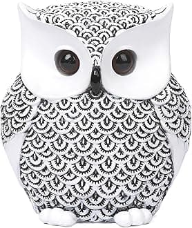 Owl Decor Home Décor Accents Small Decor Items for Shelf Owl Figurines Home Decor Owl Decorations for Home, Office, Gifts for Owl Lover(White)