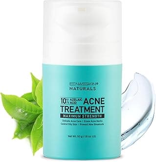 Enaskin Naturals Acne Pimple Spot Treatment Cream: Cystic Hormonal Blackheads Blemish Remover for Face, Back and Body - with 10% Azelaic Acid - Teens 13-19 & Young Adult 20-30, 1.8 oz