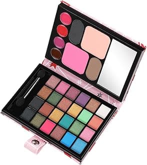 All in One Makeup Kit for Women Full Kit - 24 Eyeshadow, 4 Lipsticks, 1 Blushers, 1 Powder, 2 Eyebrow Powder, 1 Mirror, 1 Double Ended Brush, Makeup Gift Set for Teen Girls, Beginner and Professional