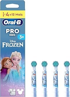 Oral-B Pro Kids Electric Toothbrush Head, With Disney Frozen Characters, Extra Soft Bristles, For Ages 3+, Pack of 4 Toothbrush Heads, White