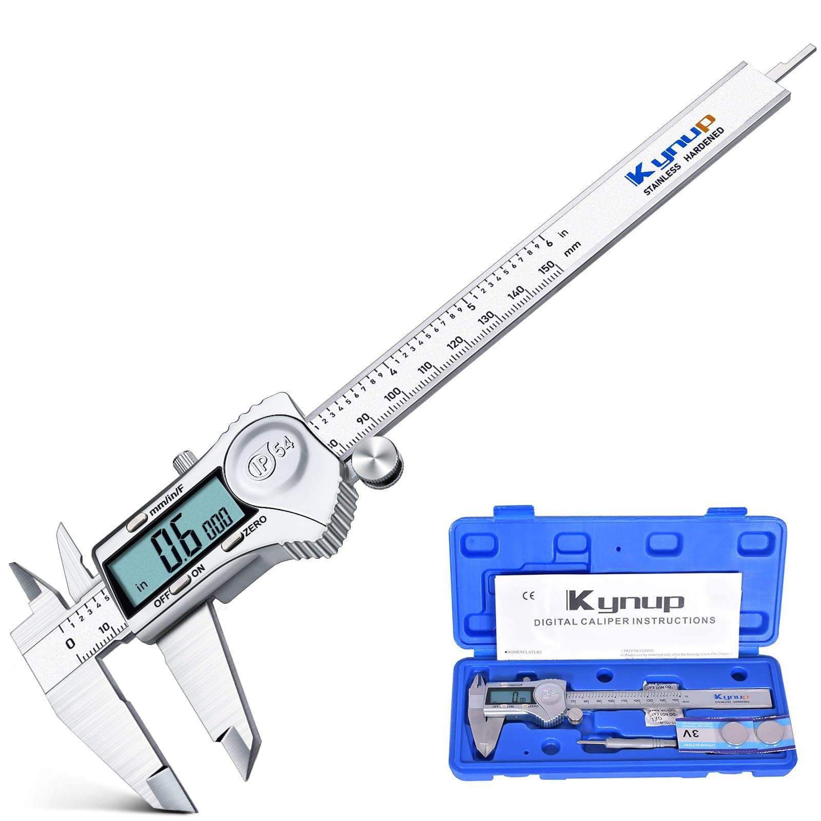 – Digital Caliper 150mm, Stainless Steel Electronic Vernier Calipers with Large LCD, Precision Measuring Tool, Inch/Millimeter/Fraction Conversion, Auto-Off Function(6 Inch)