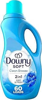 Downy Soft, 2 in 1 Soft and Fresh Liquid Fabric Softener, Clean Breeze, 44 fl oz, 60 Loads, Fabric Conditioner Liquid provides softness and freshness for fabrics