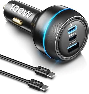 100W Drone Car Charger for DJI, 3-Port USB-C/USB-A Fast Charger, Battrey Power Adapter for DJI Mini/Air/Mavic 3/Avata Series Drone, Charging Hub, Remote Controller Accessories (1 Cable Included)