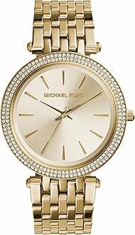 Michael Kors Darci Watch for Women, Gold Tone Quartz Three Hand Movement with Stainless Steel Strap