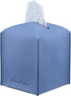 Premium PU Leather Tissue Box Holder - Elegant Hotel-Style Tissue Box Cover for Home, Office & Car Décor, Tissues Cube Organizer for a Natural & Classic Look (Sky Blue)