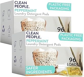 The Clean People Laundry Detergent Capsules - Hypoallergenic - Ultra Concentrated, Recyclable Packaging, Stain Fighting - Peppermint, 192 Pack