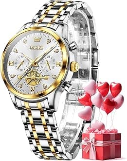 OLEVS Womens Watch Fashion Dress Diamond Roman Numerals Ladies Analog Quartz Stainless Steel Waterproof Luminous Date Female Watch Gift