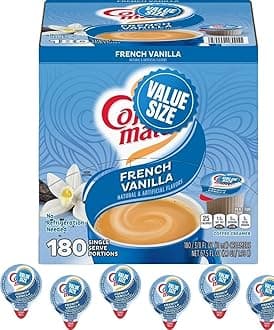 coffee creamer Delight French Vanilla, Coffee Creamer Singles, 180 Creamer Singles Included Great for Offices, Restaurants, Coffee, Bar, Gift and Homes. Pogalight