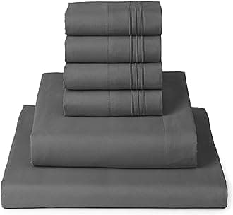 Mellanni Queen Sheet Set - 6-Piece Iconic Collection Bedding, (Including 4 Pillowcases), 16-Inch Deep Pocket, Easy Care, Extra Soft, Cooling Sheets, Brushed Microfiber - Gray