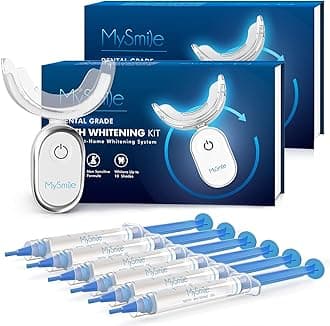 MySmile Teeth Whitening Kit for Sensitive Teeth with LED Light, 10 Min Non-Sensitive Fast Teeth Whitener, 6 Carbamide Peroxide Teeth Whitening Gel, Powerful whitening Formula, Enamel Safe (B Blue)