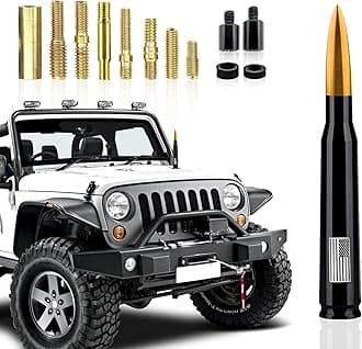 1 Pack Car Bullet Antenna, for GM Chevy Silverado 1500 2500 3500 HD Avalanche GMC Sierra 1500 2500 3500 Denali Heavy Duty Pickup Trucks Accessories, American Flag (Gold)