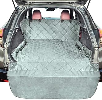 F-color SUV Cargo Liner for Dogs, Waterproof Pet Cargo Cover Dog Seat Cover Mat for SUVs Sedans Vans with Bumper Flap Protector, Non-Slip, Large Size Universal Fit, Grey