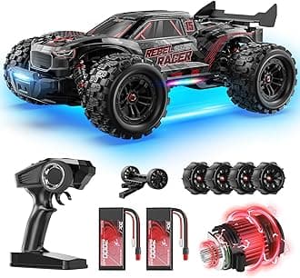 DEERC1:14 Fast Brushless RC Car for Adults, Max 46+ mph Off-Road Truck, 2 * 3S Lipo 4WD Waterproof, 7 Lighting Modes High Speed Remote Control, All Terrain Truggy for Snow, Sand & Mud