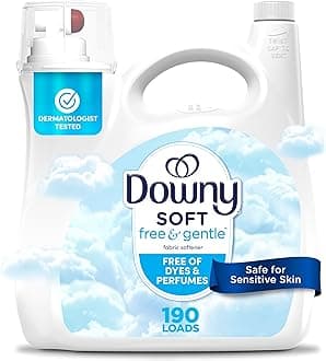 Downy Free & Gentle Liquid Fabric Softener, 140 fl oz, 190 Loads, Hypoallergenic, Sensitive Skin Friendly Fabric Conditioner Liquid