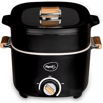 Pigeon Stainless Steel By Stovekraft Everyday Plus Multi-Cook Kettle,1000 Watts,2.5 Litre, Used For Boil, Brew, Cook & Serve All In One (Black)