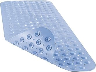 YINENN Bath and Shower Safety Mats 40x16 inch, Non Slip with Suction Cups for Bathroom Stall and Tub Floor, Extra Large and Machine Washable, Drain Holes Keep Bathtub Clean, Light Blue