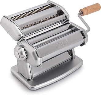 Imperia IPasta Classic Line. Pasta Machine 100% Made in Italy. Fresh Pasta Machine in Steel. Manual Roller with Crank. Creates Dough Sheets for Lasagne, Tagliolini, Fettuccine. (IPasta Argento)