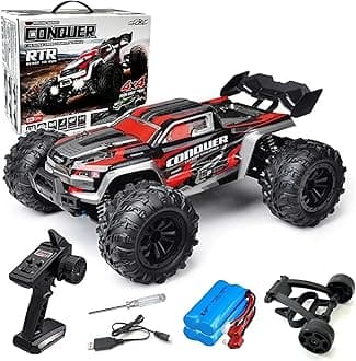 RC Cars 1:16 Scale Remote Control Car 50 KMH High Speed Fast 4WD RC Truck for Kids Adults Boys 2.4 GHz All Terrains RC Buggy Off-Road Drift RC Monster Trucks with 3 Batteries (Red)