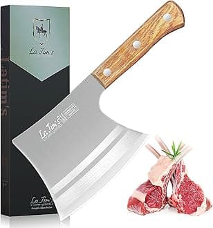 LA TIM'S 2lb Meat Cleaver Knife, Heavy Duty Cleaver with Hand Forged High Carbon Steel, Butcher Knife for Chopping Bones, Solid Wood Handle (Meat Cleaver Knife)
