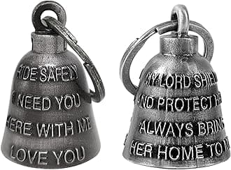 Motorcycle Bells for Biker, Luck, Guardian, Riding Bells with Hanger, Motorcycle Accessories or Keychain for Good Luck (Ride Safely and Always Bring Them to Me Home)