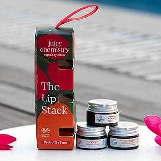 Lip Balm Assorted (Pack of 3), Lip Stack | Organic Lip Balms, Blood Orange & Rosehip Organic Lip Balm, Vanilla Beans Lip Balm, Peppermint & Chocolate Organic Lip Balm, 5 gm each