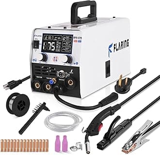 FLARING 175amp MIG Welder,5 IN 1 120V 240V Dual Voltage Welder Machine for Flux Core MIG Welder Gasless/Gas MIG/Lift TIG/Stick/Spool Gun IGBT Inverter with Large LED Display Update FM175
