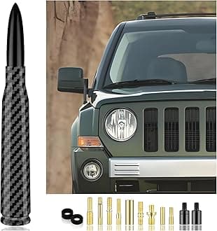 Car Bullet Antenna with 13 Car Antenna Replacement Accessories,Truck Antenna Decoration Compatible with Chevrolet Dodge Toyota GMC Jeep Ford (Black)