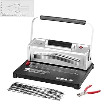 Coil Spiral Binding Machine, Manual Book Maker with Electric Binding, 46-Holes Binding 500 Sheets Punch Binder, with 100pcs 5/16'' Coil Binding Spines, for Letter Size, A4, A5