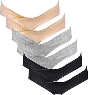 Women Under The Bump Maternity Panties Pregnancy Underwear 6-Pk Black Gray Beige Medium