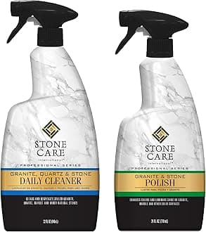 Granite Stone Cleaner and Polish Combo for Granite Marble Soapstone Quartz Quartzite Slate Limestone Corian Laminate Tile Countertop