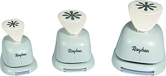 Rayher Paper Craft Punch with Flower Design, Set of 3 Craft Punches for Card Making and Scrapbooking in Three Different Sizes, 3.81cm, 2.54cm, 1.6cm, 69103000