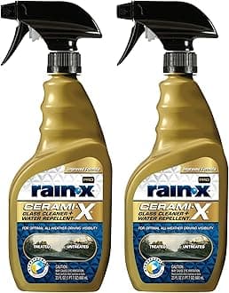 Rain-X 630177SRP Cerami-X Glass Cleaner + Water Repellent, 23oz - Improved Haze-Free Formula for Enhanced Streak Free Clarity, Driving Visibility and Lasting Repellency (Pack of 2)
