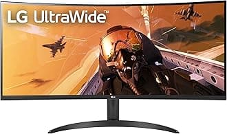 LG 34WP60C-B 34-Inch 21:9 Curved UltraWide QHD (3440x1440) Gaming Computer Monitor with 160Hz sRGB 99% Color Gamut and HDR 10, AMD FreeSync Premium and 3-Side Virtually Borderless Screen Tilt,Black