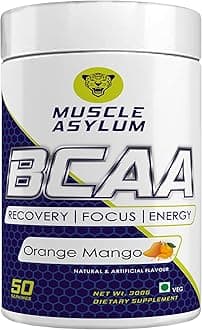 Muscle Asylum Pure Bcaa | 50 Serving, 300g, | Orange Mango | With Genuine Lab Reports | BCAAs With Nootropics Matrix | Fast Recovery