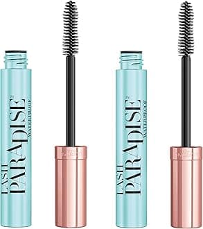 L'Oreal Paris Makeup Voluminous Lash Paradise Mascara, Voluptuous Volume, Intense Length, Feathery Soft Full Lashes, No Flaking, No Smudging, No Clumping, Blackest Black, 0.25 Fl Oz (Pack of 2)