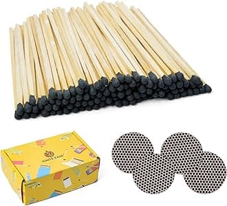 4" Black Matches, 100 Count Long Safety Strong Wood Matches for Candle, Fireplace | Match Sticks with Striker, Box of Match By IGNITE EASE