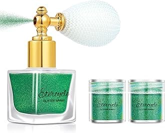 Green Body Glitter Spray, Shimmering Spray Powder Sparkle Powder, Cosmetic Shimmer Makeup Glitter for Hair and Body Face Clothes Nail Art Craft Design Easter Christmas Halloween Crafts