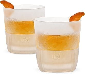 HOST 1744 Freeze Old Fashioned Bourbon Insulated Scotch Cocktail Tumbler, Set of 2, Whiskey Glass