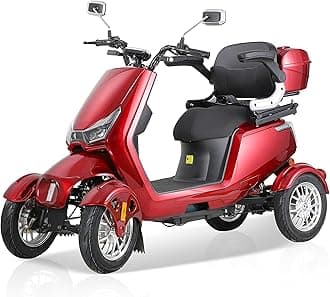 1000W 15 MPH Heavy Duty 4 Wheel Mobility Scooter 500lbs Loadweight, 3 Speed Control Mobility Scooters with 31 Mile Long Range Battery for Seniors & Adults Travel, 20° Max Climbing, Remote Key, Red