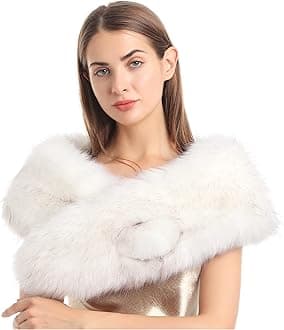 Women's Faux Fur Collar Scarf Wrap Winter Neck Warmer Collar Ladies White Scarf