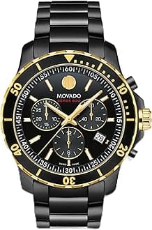 MovadoSeries 800 Men's Watch - Swiss Quartz Chronograph Movement, Stainless Steel Link Bracelet - 20 ATM Water Resistance - Luxury Fashion Timepiece for Him - 42mm