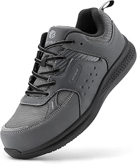 FitVille Extra Wide Steel Toe Shoes for Men, Composite Toe Work Shoes for Men, Water Resistant, Slip Resistant, Leather