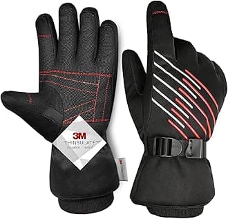 MOREOK -10℉ Winter Warm Gloves-3M Thinsulate Waterproof Touch Screen Insulated Gloves Bike Gloves Cycling Gloves [Reflective Tape] [Waterproof TPU Membrance]-RED-M