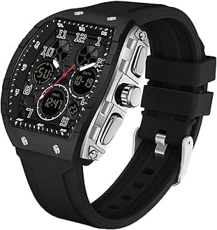 Watches for Men Relojes para Hombres White Wristwatch with Digital Analog Dual Time Display Countdown Stopwatch Punk Cool Design 5ATM Waterproof Mens Watch