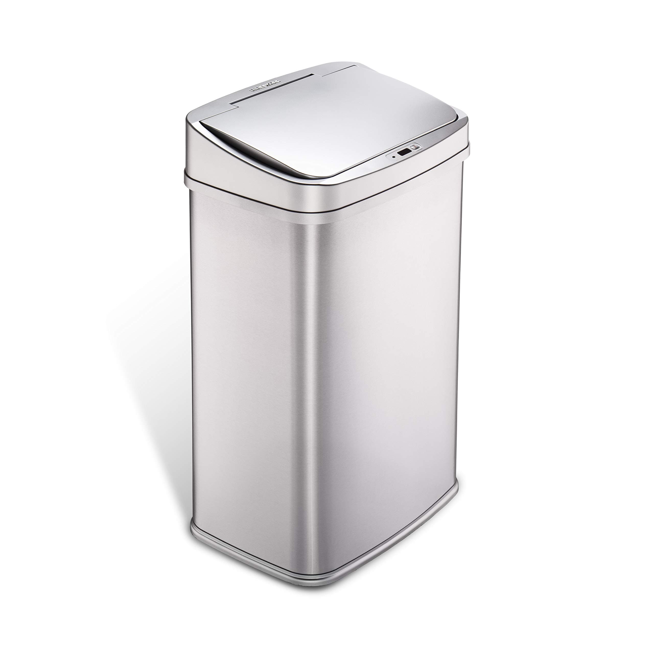 Automatic Touchless Motion Sensor Rectangular Trash Can 13.2 Gallons, 50L, Silver, 13 Gal. 50 L, Silver Trim